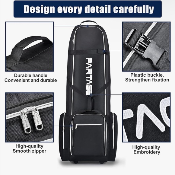 NEW! Partage Golf Travel Bag with Wheels Golf Travel Case for Airlines Black - Picture 3 of 12